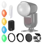 NEEWER Round Head Flash Accessories Kit for Z2 Z1 Speedlite, Includes Barndoor, Grid, Filters, Dome Diffuser, Diffuser Panel, Bounce Diffuser, GM-M1