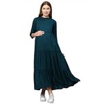 MomToBe Women's Rayon Maxi Solid Maternity Dress (1021mtbgrnsolidd-xxxl_Green_XXX-Large)