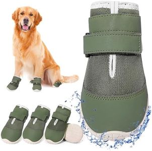 DcOaGt Dog Shoes Mesh Breathable Dog Booties for Hot Pavement Summer with Anti-Slip Sole,Dog Boots Paw Protectors for Small Medium Puppy for Winter Snow Rain Hiking,Military Green 4PCS(Size 2)