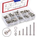 Hilitchi 300-Piece M4 Phillips Pan Head Screws Bolt Nut Lock Flat Washers Assortment Kit, 304 stainless steel (M4)