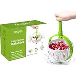 ZENEXUS Salad Spinner, Easy-to-Use Fruit Salad Vegetables Washing Filter | Non-Scratch Strainer, Multi-Use Kitchen Collapsible Spinning Colander, Kitchen Veggie Rotating Drain Basket