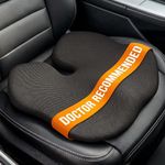 Everlasting Comfort Car Seat Cushion for Driving - Orthopedic Car Cushion for Office, Travel, Gaming Chair Memory Foam Driver Booster for Short People, Non-Slip, Washable Cover, Back & Sciatica Relief