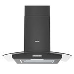 COMFEE' Canopy Cooker Hood 60cm 60V17-60 with LED Light & Glass Chimney Hoods, 600mm Kitchen Extractor Fan Kitchen- Black