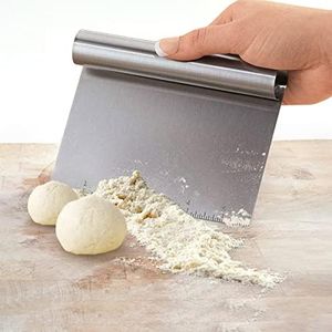 Dough Cutter and Scraper Tool Kitchen - Stainless Steel Scraper Icing Pastry Scraper for Baking Cake Decorating Bench Scraper Large Polished Vegetable Scraper with Measuring Scale for Pizza, Bread