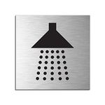 OFFORM DESIGN Door Sign - Shower/Bathroom | 1 mm brushed aluminium | self-adhesive on reverse | 120x120 mm | no.17109-S