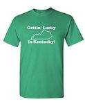 The Goozler - Gettin Lucky in Kentucky - Mens Cotton T-Shirt, Green, Medium