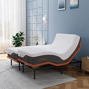 ESHINE Adjustable Bed Frame + 12 inch Hybrid Matt, Lumbar Support, Head-Pillow-Tillt, Smart App Control, Wireless Remote, Dual USB Port, 6000 Series, Split King