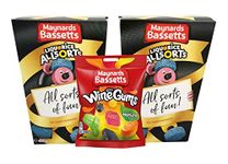 Maynards Bassetts Liquorice Allsorts Licorice Sweets Carton 400g (Pack of 2) + Free Wine Gums Bag 165g Gift Box Set Mixed With Hard And Soft Liquorice, 3 Piece, Black