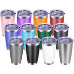 VEGOND 20oz Tumbler with Lid and Straw Stainless Steel Tumbler Cup Bulk Vacuum Insulated Double Wall Travel Coffee Mug Powder Coated Coffee Cup(Mix 12 Pack)