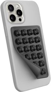 StickyGrippy Suction Phone Case Mount, Sillicon Adhesive Phone Accessory for iPhone and Android, Hands-Free Fidget Toy Mirror Shower Phone Holder, Tiktok Videos and Selfies (Black)