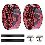 Gexmile Bicycle Handlebar Tape Cycling Road Bike Handlebar Tape Rubber Foam Handle Bar Grip Wrap Tapes Non Slip Comfort Camouflage Black Red