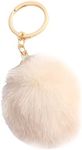 Fuzzy Ball Exquisite Small Key Rings Multi-functional Delicate Key Chains Women for Children Adults Elderly Students, Beige, 5cm