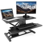 PrimeCables 80cm Electric Standing Desk Converter, DesK Riser One-Touch Button Height Adjustable Sit Stand Desk Converter Keyboard Tray, Desk Riser Fits Dual Monitor and Laptop