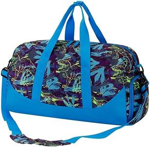 Choco Mocha Kids Duffle Bag Boys Dinosaur Duffle Bag for Kids Travel Bag Boys Overnight Bag for Kids Duffel Bags for Toddler Weekender Bag Childrens Kids Gym Sports Sleepover Bag 6-8 Gift Blue