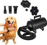 2800W Variable Speed Pet Grooming Hair Dryer Dog Hair Dryer High Velocity Dog Cat Hairdryer, Portable Car Dryer, Bike Dryer Blower, with 2 Gear Temperature Flexible Hose and 3 Nozzles