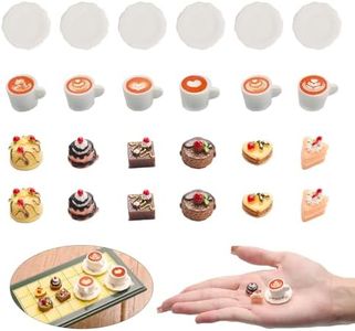 24 Pcs Miniature Food Kitchen Decoration Sets 1:12 Miniature Cakes Dessert Coffee Model Miniature Pretend Mini Kitchen Food Cake Toppers for DIY Micro Landscape Accessories