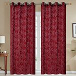 LAfiona Designer Imported Sheer Curtain Circle Transparent Fancy Home & Living Room Eyelet 2 Pc Curtains 5ft Maroon