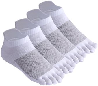 Meaiguo Toe Socks for Men Women Cotton Five Finger Socks With Toes For Running Athletic, White, Medium