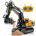 Remote Control Excavator Toy, Rc Toy fors 4 5 6 7 8 9 10 11 12 13 14 Year Old, RC Construction Toys with Metal Shovel, Lights, Sounds, 2.4Ghz, Turns 680 Degree - Bigger 1/18 Scale Toys