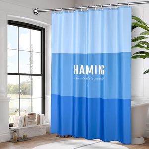 OTraki Shower Curtain Blue Striped Shower Curtains for Bathroom Water Resistant Fabric Gradual Color Minimalist with 12 Grommets & Hooks Machine Washable 72" Lx84 W