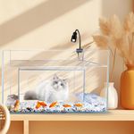 Cat House&Condos Toy Fish Aquarium Tank,Creative Funny Aquariums with Interior Space for Cats to Watch, 【2024 New Upgrade】,8mm Thickness Toughened Glass,35 Gallon,W27.6 x D15.7 × H15.7in