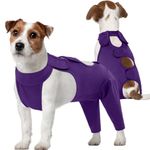 Kuoser Dog Recovery Suit for Rear Legs, Thigh Wound Protective Sleeve for Dogs, Dog Recovery Sleeve for Female Male Dogs, Dog Onesie After Surgery Pet Surgical Suit for Spay Neuter, Purple M