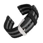 Archer Watch Straps Seat Belt Nylon Quick Release Watch Bands (Black/Gray, 22mm)