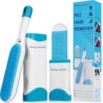Bailey & Buddies Pet Hair Remover Roller Brush with Self-Cleaning Base & Travel Brush – Reusable Double-Sided Lint & Fur Remover for Dog & Cat Hair, Clothes, Sofa, Carpet, Furniture & Car Seats