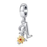 OutstandLong Letter A Initial Charms for Pandora Bracelets Sunflower Birthday Name Alphabet Bead for Charms Necklaces