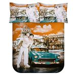 PAVO by Story@Home 300 TC 100% Cotton King Size Bedsheet with Two Pillow Covers (108 inch X 108 inch, Yellow & Turquoise)