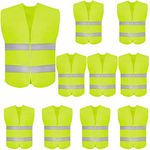 Duskcove Unisex 10 Pack High Visibility Safety Vest For Traffic Work, Running, Surveyor And Security Guard - Construction Vest With 2 Reflective Strips, Made From Breathable And Neon Yellow Mesh Fabric