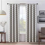 ECLIPSE Lollie Total Privacy Blackout Rod Pocket Trellis Design Window Curtains (2 Panels), 52 in x 63 in, Grey