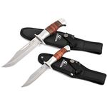 MOSSY OAK 2-Piece Fixed Blade Bowie Knife, Hunting Knife with Leather Handle Featuring Laser Pattern, Sheath Included