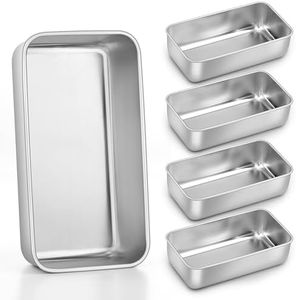 Homikit Loaf Pan Set of 5, 9 x 5 Inch Stainless Steel Loaf Pans for Baking Bread, Medium Metal Meatloaf Cake Pan Great for Home Kitchen, Oven & Dishwasher Safe, Rust Free