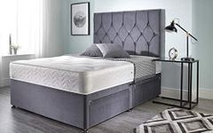 Bed Centre Ziggy Grey Plush Sprung Memory Foam Divan Bed With Mattress, No Headboard, No Drawers (King (150cm X 200cm))