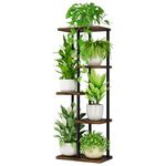 Bamworld Corner Plant Stand Indoor 5 Tier Metal Plant Shelf Brown Plant Stands for Multiple Plants Small Plants Pots Flower Stand Pot Holder for Patio Garden Corner Balcony Living Room Narrow