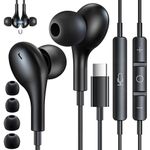 Coolden USB C Headphones In-Ear Headphones for Samsung S24 Ultra S23 Ultra S23 FE S22 A15 A54 A53 USB C Earphones with Microphone Wired Earbuds Type C Earphones Compatible with iPad Air 5/4-Black