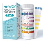 Pool and Spa Test Strips for Hot Tubs 7 in 1,7-Way Swimming Pool & Spa Water Chemistry Test Strip 130 Count,Total Hardness,Free Chlorine,Bromine,Total Chlorine,Cyanuric Acid,PH and Total Alkalinity.