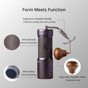 1Zpresso J-Ultra Manual Coffee Grinder, Iron Gray – 40g Conical Burr, Foldable Handle, Adjustable for Espresso