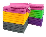 SOFTSPUN Microfiber Cloth - 25 pcs 40x40 cms 340 GSM Multicolor! Thick Lint & Streak-Free Multipurpose Cloths Automotive Microfibre Towels for Car Bike Cleaning Polishing Washing & Detailing.