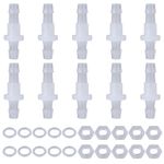 10 Packs 1/4 Thru-Bulk Bulkhead Plastic Hose Barb Fittings Plastic Hose Barb Fittings 1/4" Pipe Connector Fittings for Aquarium Fish Tank Garden Laboratory