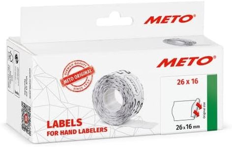 Meto etiquetas para etiquetadoras manuales (26x16 mm, 2 líneas, blanco, 6000 unidades, adherencia permanente, para Meto, Contact, Sato, Avery, Tovel, Samark, etc.)