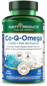 Purity Products Co-Q-Omega from CoQ10 + Omega-3 Fish Oil Formula Combination - LemonLock Freshness System - Supports Normal Cardiovascular & Arterial Health and Beautiful Healthy Skin - 60 Soft Gels