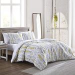 Brielle Marisol Floral Printed Matelassé Comforter Set, Mustard/Sage, Full/Queen