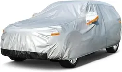 GUNHYI 6 Layers SUV Car Cover Waterproof All Weather, 100% Waterproof Outdoor Car Covers Full Exterior Covers for Automobiles Sedan Hatch SUV Rain Sun UV Dust Protection. Size S2 (See Size Chart)