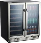 GarveeTech 30 inch Wine and Beverage Refrigerator, 33 Bottles & 96 Cans Wine Cooler Refrigerator, Dual Zone Wine Cooler with Glass Door and Lock, Built in or Freestanding Under Counter Wine Fridge