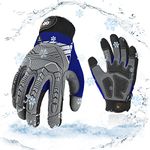 Vgo 0°C/32°F Waterproof Heavy-Duty Winter Mechanic Work Gloves, Impact Reduction(1 Pair,L,Blue,SL8849FLWP)