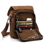 CHEREEKI Canvas Bag, Shoulder Bag Messenger Bag with Multiple Pockets (Hold 10 inch Tablet, iPad, Kindle)