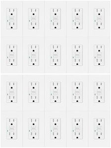 GREENCYCLE 20 Amp GFCI Outlet,Indoor or Outdoor Use GFI Receptacle with LED Indicator,Decorator Wall Plates and Screws Included, ETL Listed, White,20PK