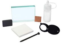 EISCO Mineral ID Kit - 7 Pieces - Includes Streak Plate, Glass Plate, Dropper Bottle, Magnet, Nail, Copper Square & Retractable Hand Lens - Great for Geology Classrooms & Basic Field Testing